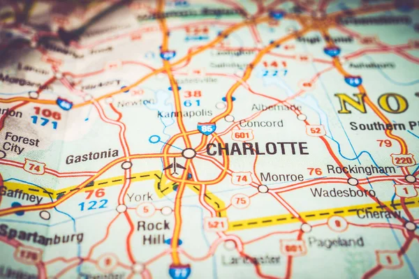 Charlotte Stati Uniti America Mappa — Foto Stock