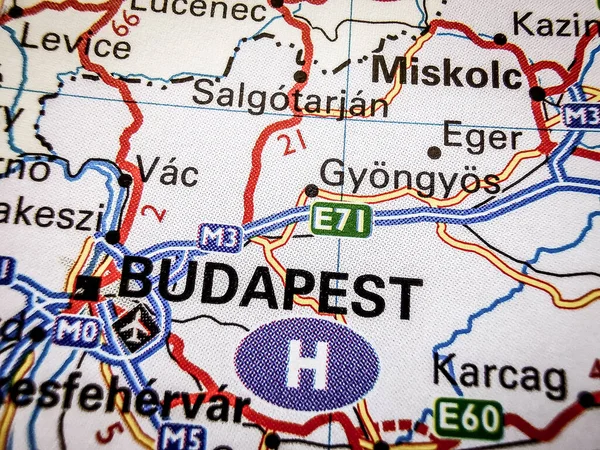 Budapest Road Map Europe — Stockfoto