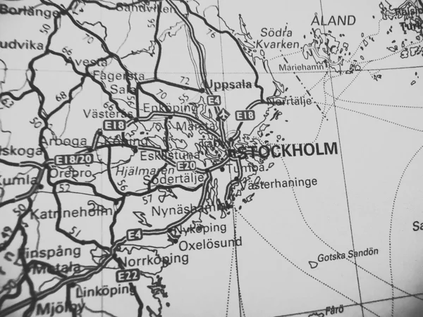 Stockholm Sur Une Feuille Route Europe — Photo