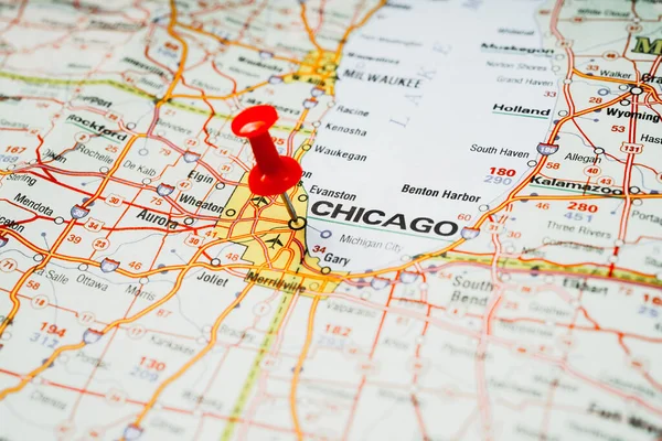 マップ上のシカゴ — ストック写真