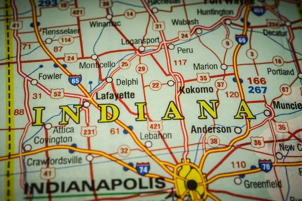 Indiana Usa Mapa Pozadí — Stock fotografie