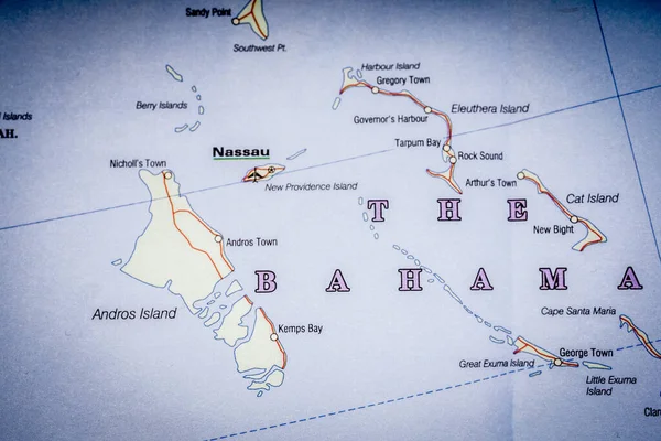 Μπαχάμες Στο Χάρτη Ταξίδια Φόντο — Φωτογραφία Αρχείου