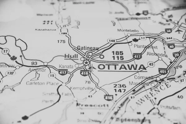 Οττάβα Στο Χάρτη Του Καναδά — Φωτογραφία Αρχείου