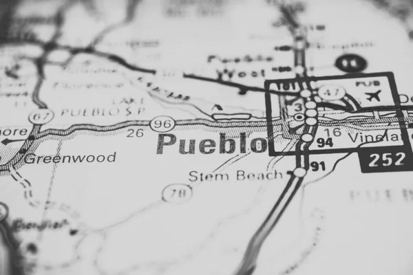 Pueblo Usa Kaart Reisachtergrond — Stockfoto