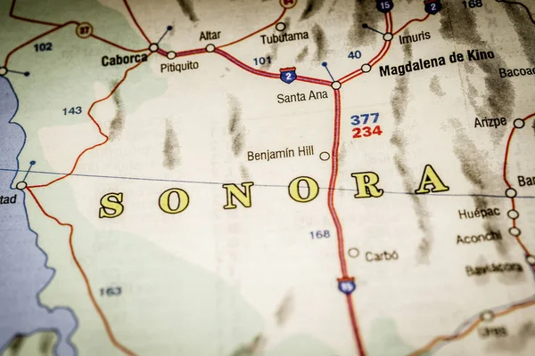 Sonora México Mapa Fondo Viaje — Foto de Stock