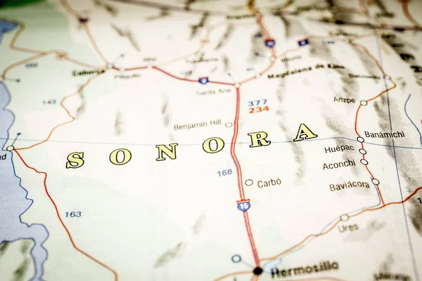 Sonora México Mapa Fondo Viaje — Foto de Stock