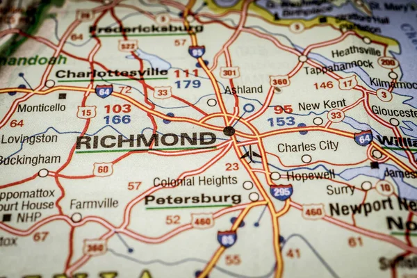 Richmond Mapa Fondo Viaje — Foto de Stock