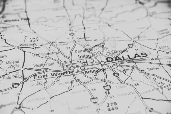 Dallas Mapa Fondo Viaje —  Fotos de Stock