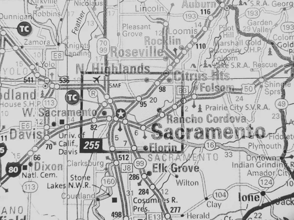 Sacramento Usa Térképen — Stock Fotó