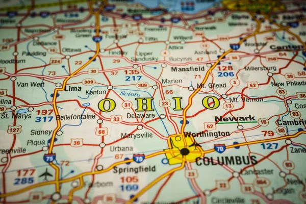 美国俄亥俄州地图背景 — 图库照片