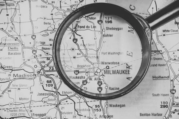 Milwaukee Auf Der Karte — Stockfoto