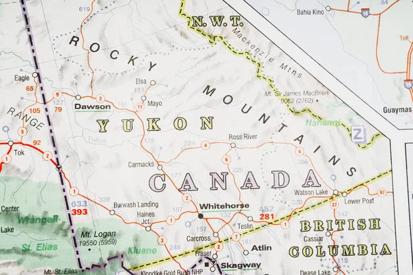 Yukon Kanada Karta Bakgrund — Stockfoto