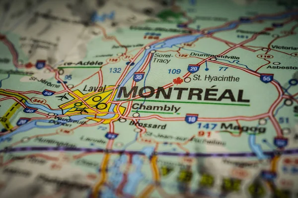 Montreal Auf Der Karte — Stockfoto
