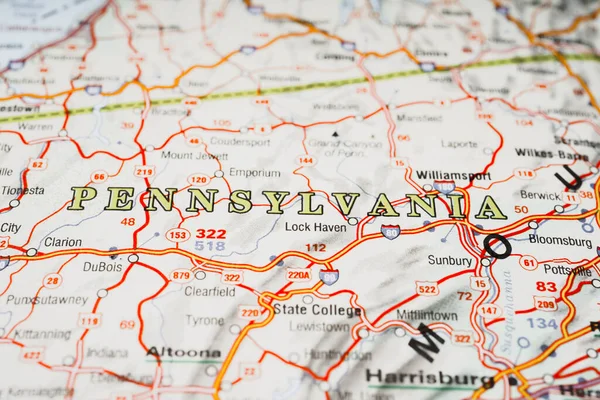 Pennsylvania Sulla Mappa — Foto Stock