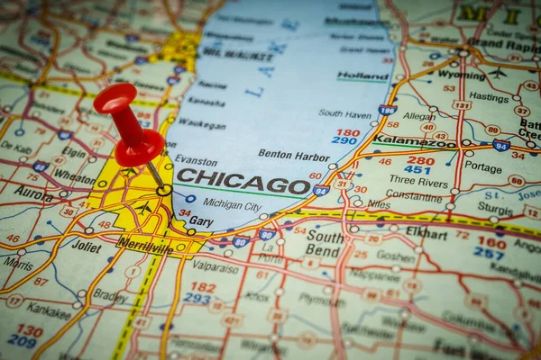 Chicago Mapa —  Fotos de Stock
