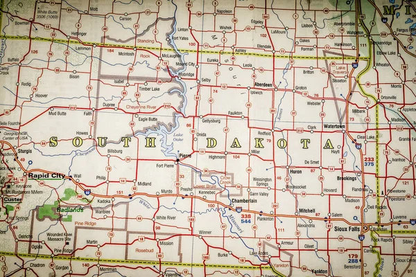 Güney Dakota Eyaleti Haritada — Stok fotoğraf