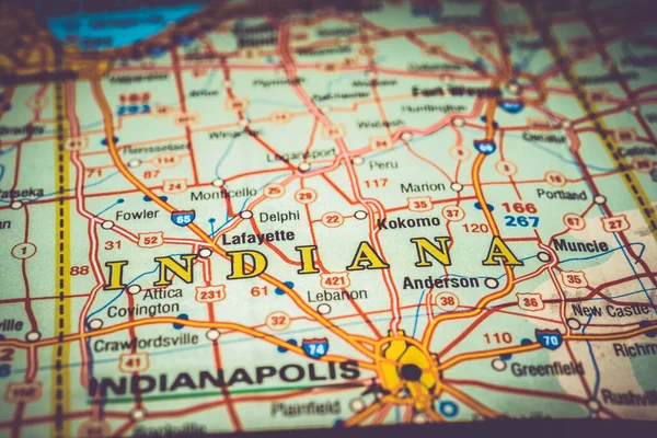 Indiana Usa Mapa Pozadí — Stock fotografie