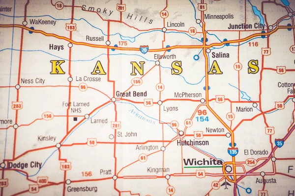 Kansas Usa Mapa Fondo —  Fotos de Stock