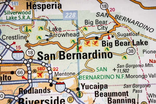 Карта Сан Бернардино Сша — стоковое фото