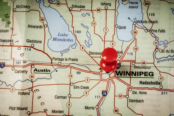 Winnipeg Mapa —  Fotos de Stock