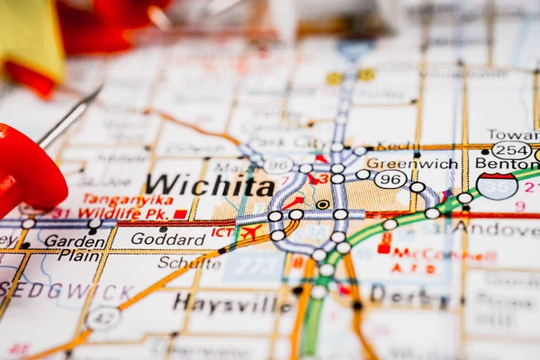 Wichita Usa Mapa Fondo Viaje —  Fotos de Stock