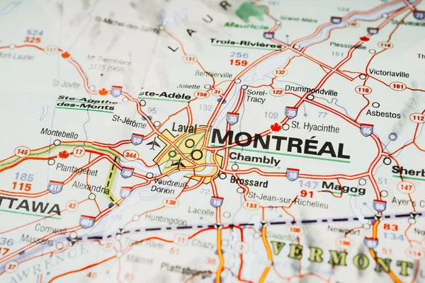 Montreal Mapa Canadá — Fotografia de Stock