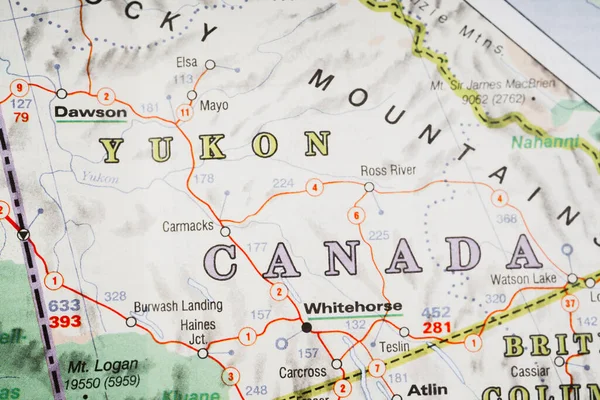 Yukon Canadá Mapa Fondo — Foto de Stock
