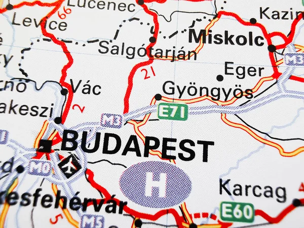 Budapest Road Map Europe — Stockfoto
