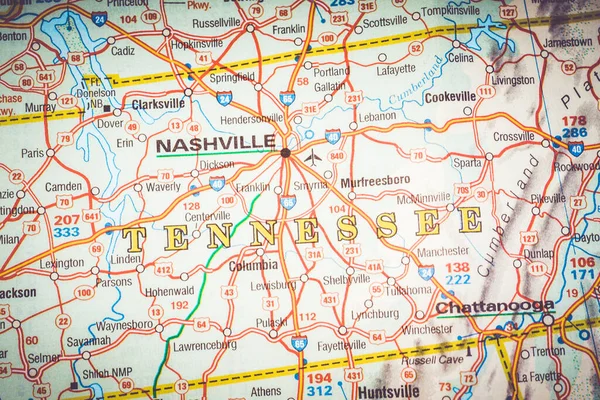 Nashville Mapa Fondo — Foto de Stock