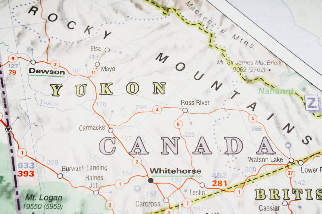 Yukon on Canada map background