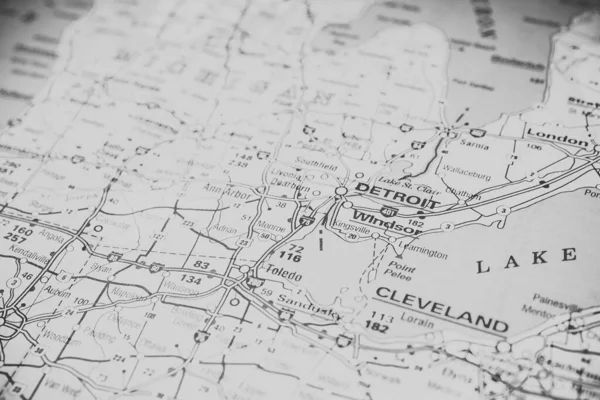 Detroit Mapě — Stock fotografie