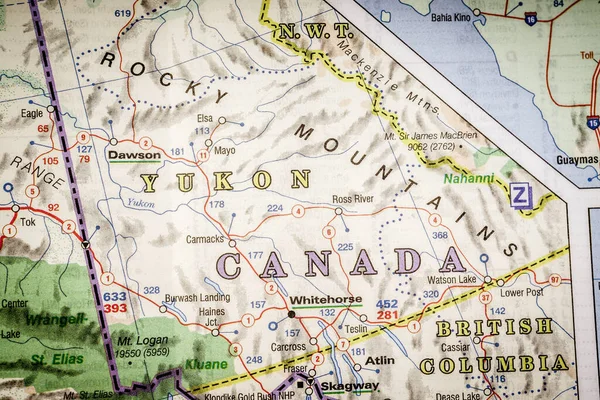 Юкон Карте Канады — стоковое фото