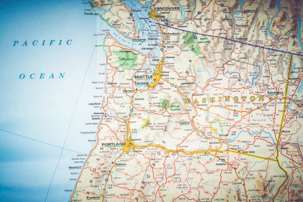 Seatle Washington Mapa — Fotografia de Stock