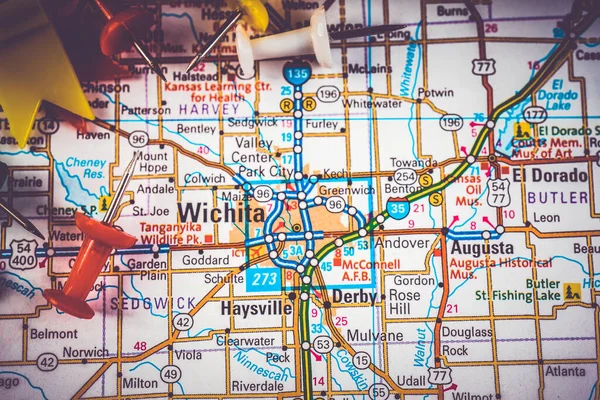 Wichita Usa Mapa Fondo Viaje — Foto de Stock