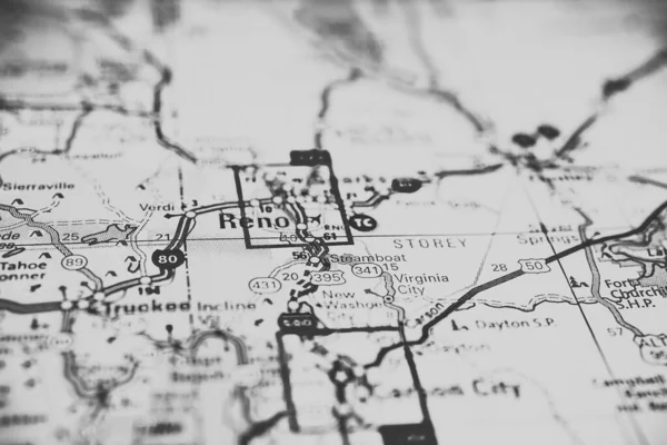 Reno Usa Map Atlas Travel Background — Stock Photo, Image