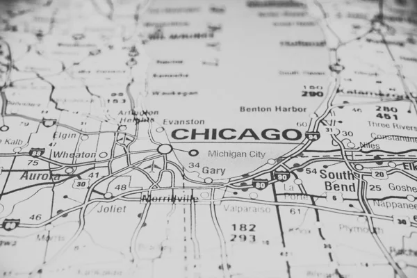지도에 시카고 — 스톡 사진