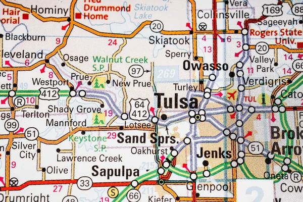 Tulsa Usa Kaart Achtergrond Reizen — Stockfoto