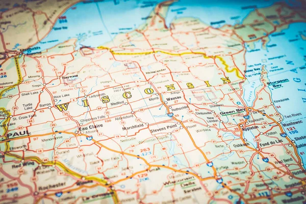 Wisconsin Sulla Mappa — Foto Stock