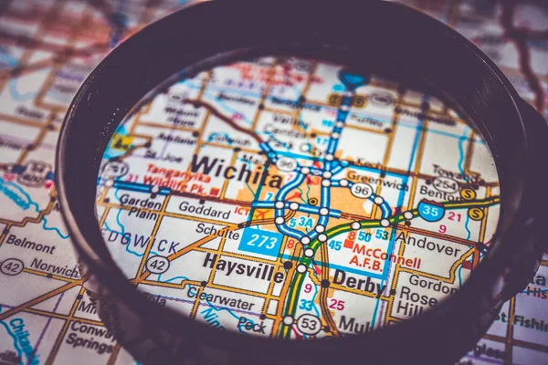 Wichita Usa Map Travel Background — стокове фото