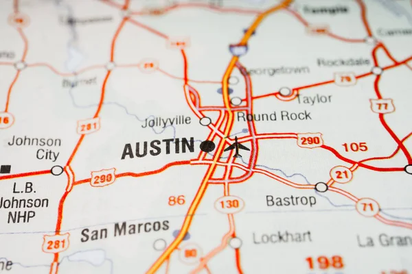 Austin Usa Mapa Viagens Fundo — Fotografia de Stock