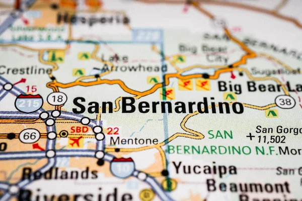 San Bernardino Estados Unidos Mapa Viagens Fundo — Fotografia de Stock