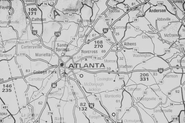 Atlanta Sullo Sfondo Della Mappa Degli Stati Uniti — Foto Stock