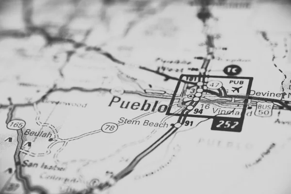 Pueblo Eua Mapa Viagem Fundo — Fotografia de Stock