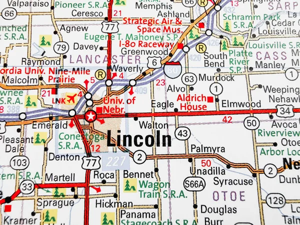 Lincoln Usa Kartan — Stockfoto
