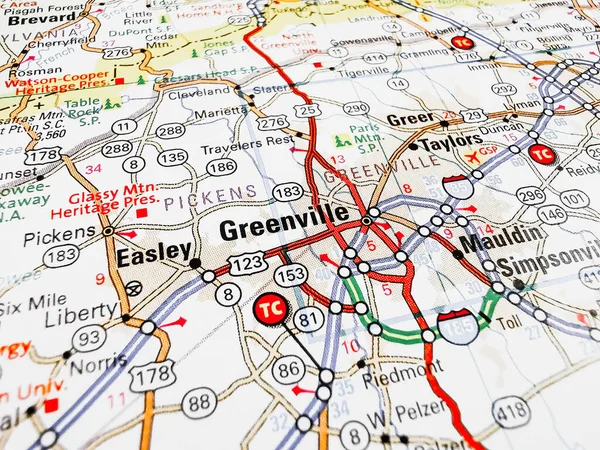 Greenville Estados Unidos Mapa —  Fotos de Stock