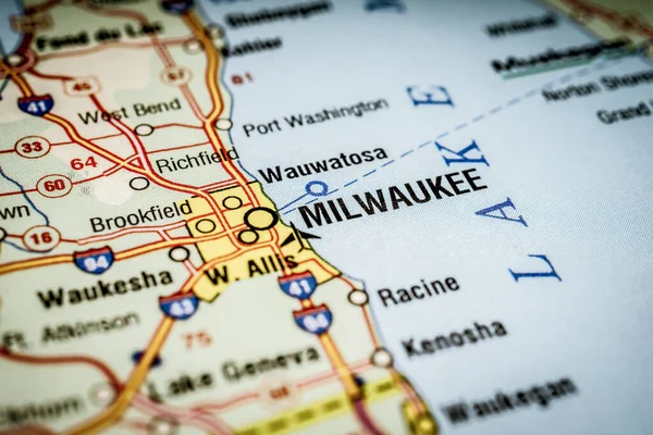 Milwaukee Mapě — Stock fotografie