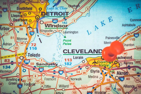 Cleveland Stany Zjednoczone Mapa Tła — Zdjęcie stockowe