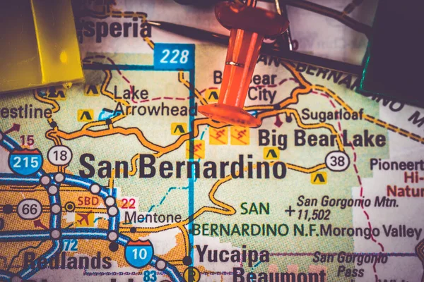 San Bernardino Estados Unidos Mapa Viagens Fundo — Fotografia de Stock