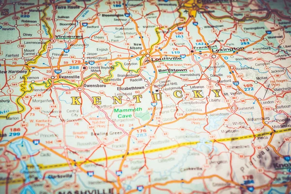 Stato Del Kentucky Sullo Sfondo Della Mappa Usa — Foto Stock