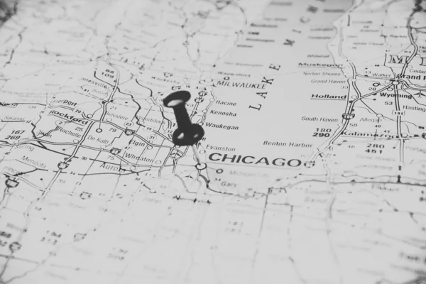 Chicago Auf Der Karte — Stockfoto